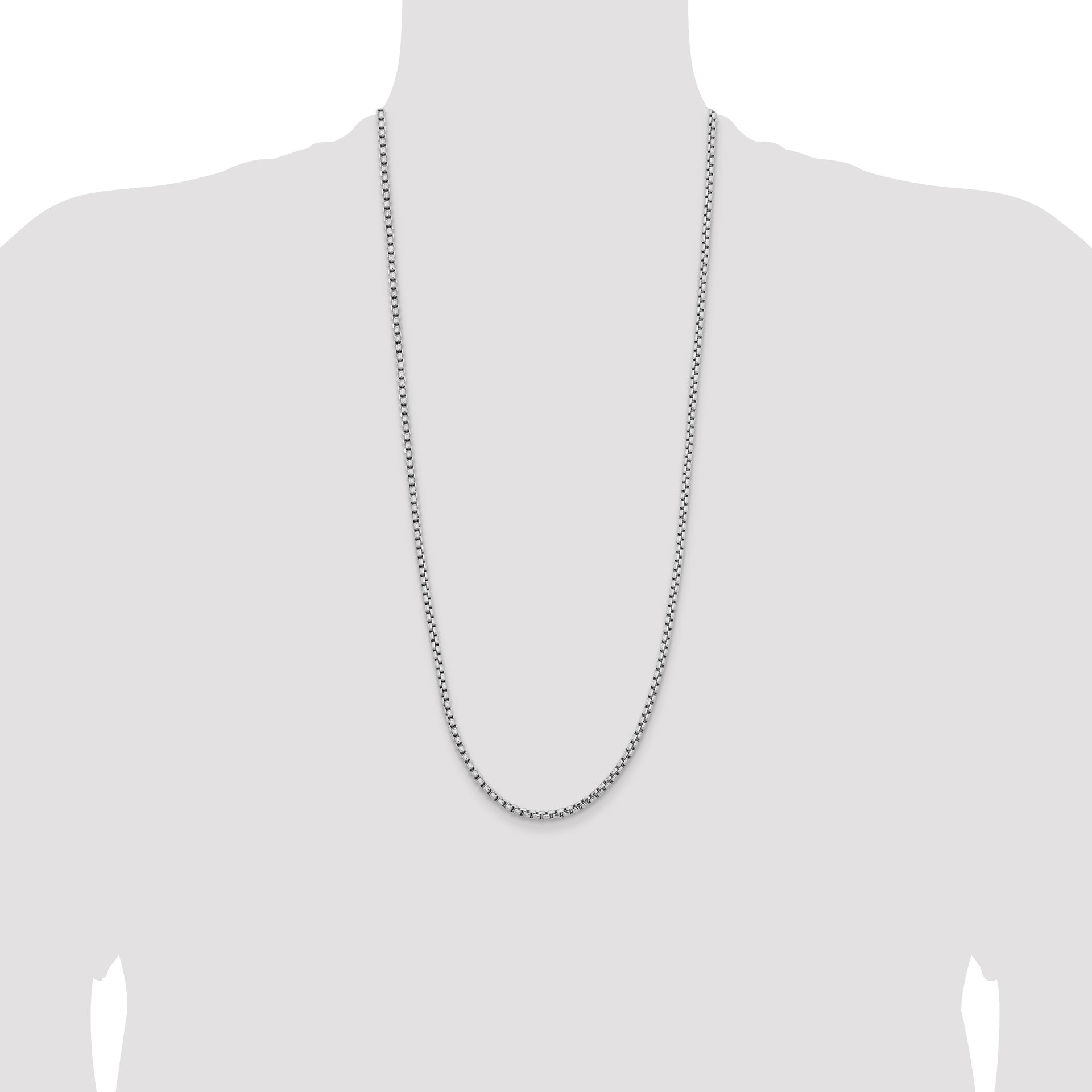 14k White Gold 3.6mm Semi-Solid Round Box Chain