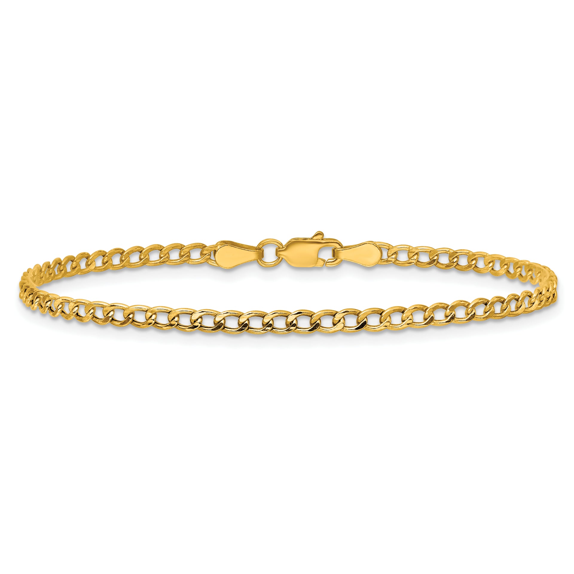 14k 2.85mm Semi-Solid Curb Chain Anklet