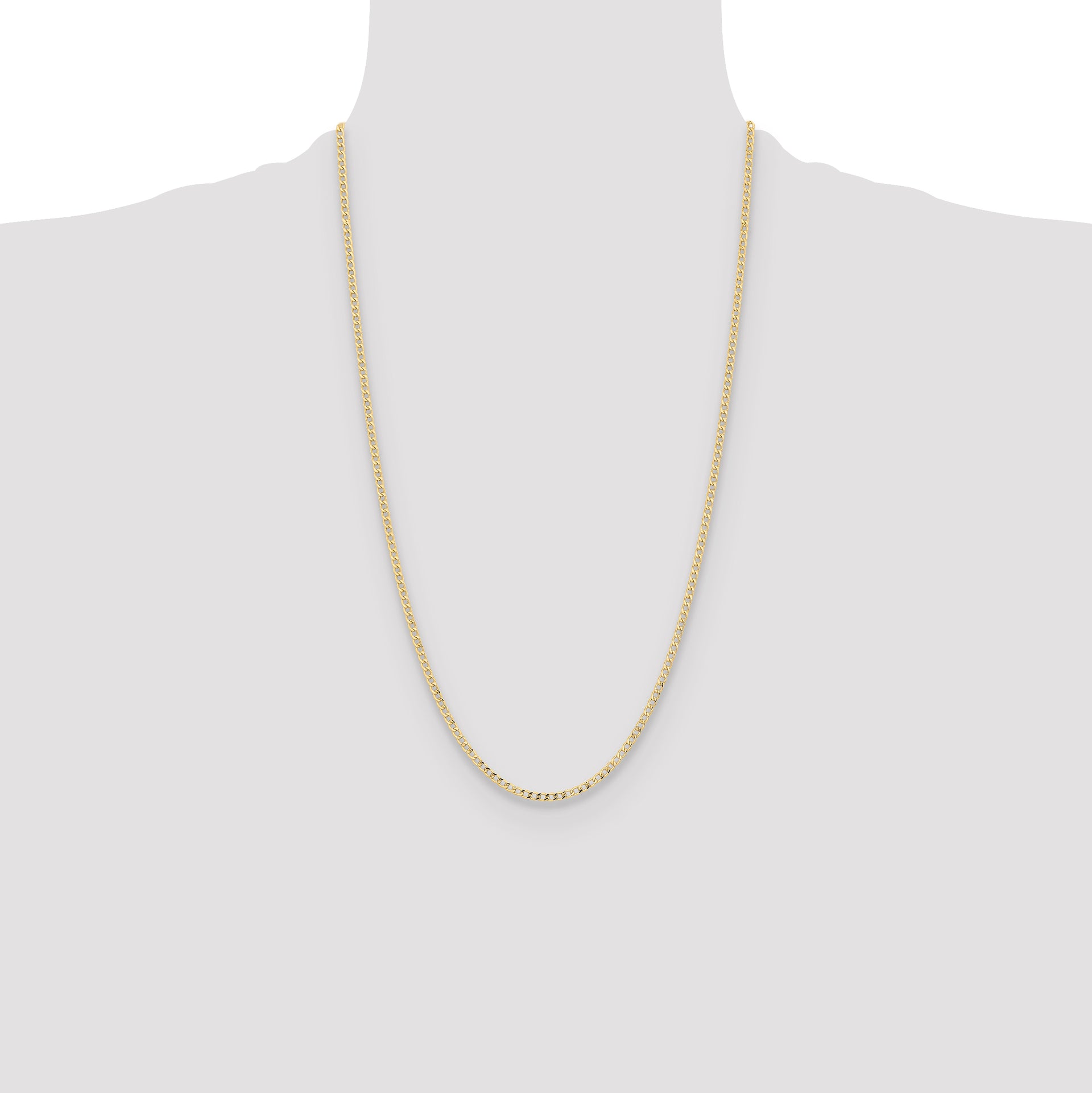 14k 2.85mm Semi-Solid Curb Chain