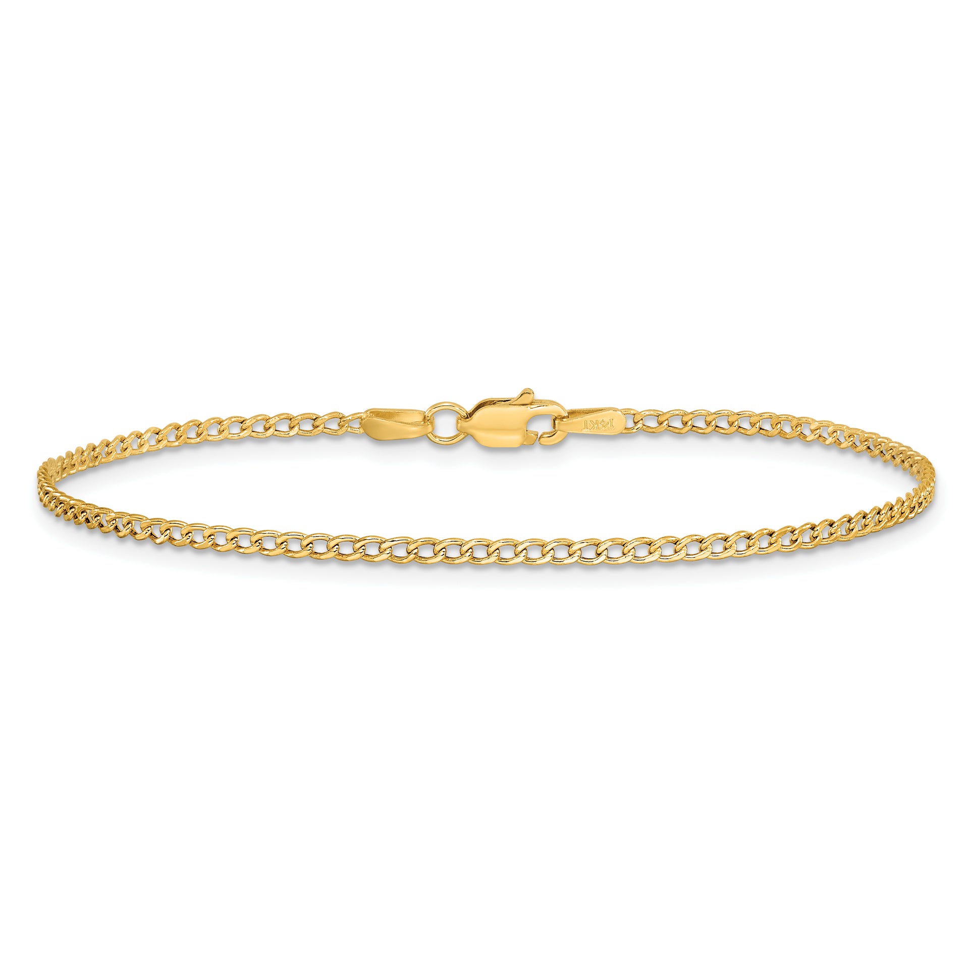 14k 1.85mm Semi-Solid Curb Chain Anklet