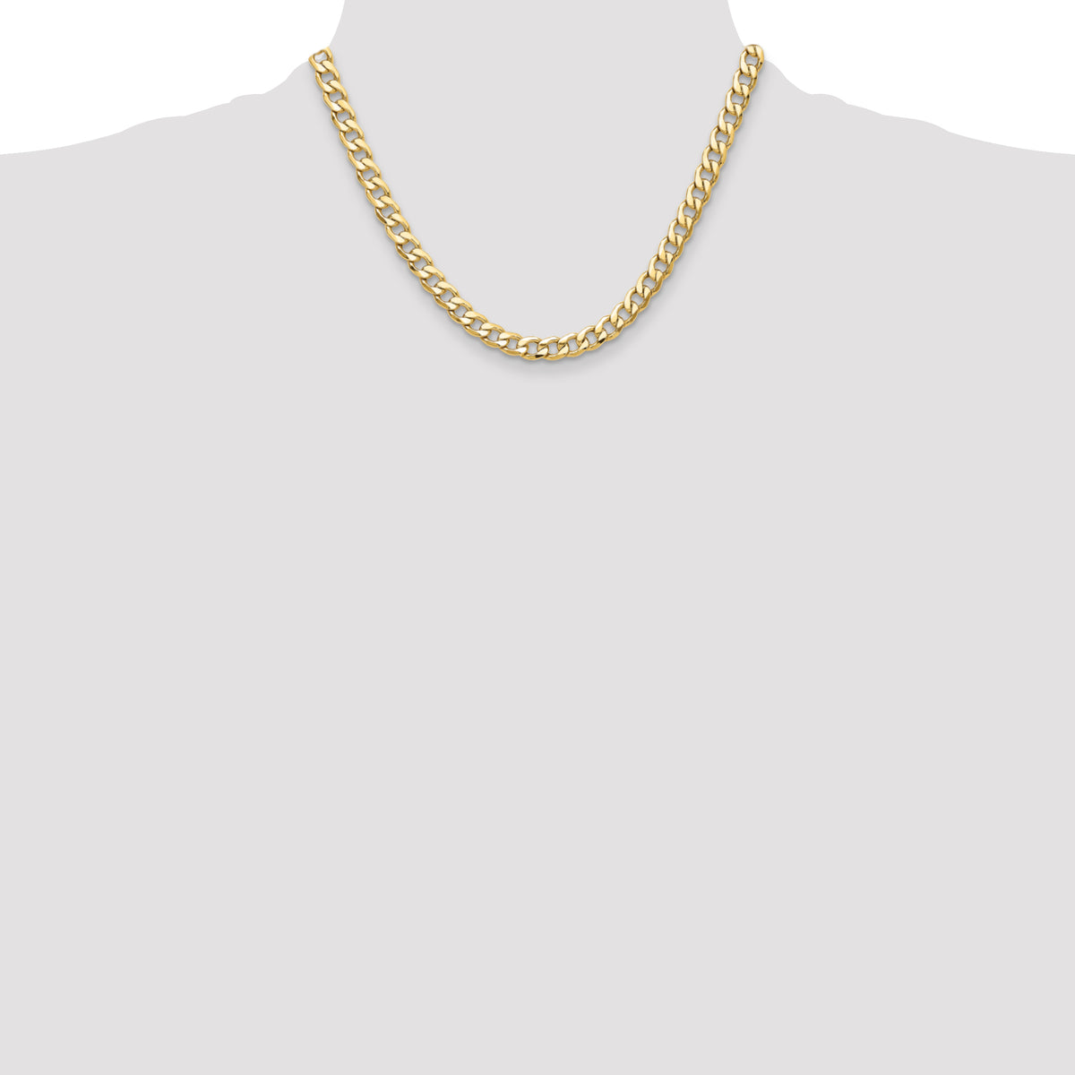 14k 7.5mm Semi-Solid Curb Chain