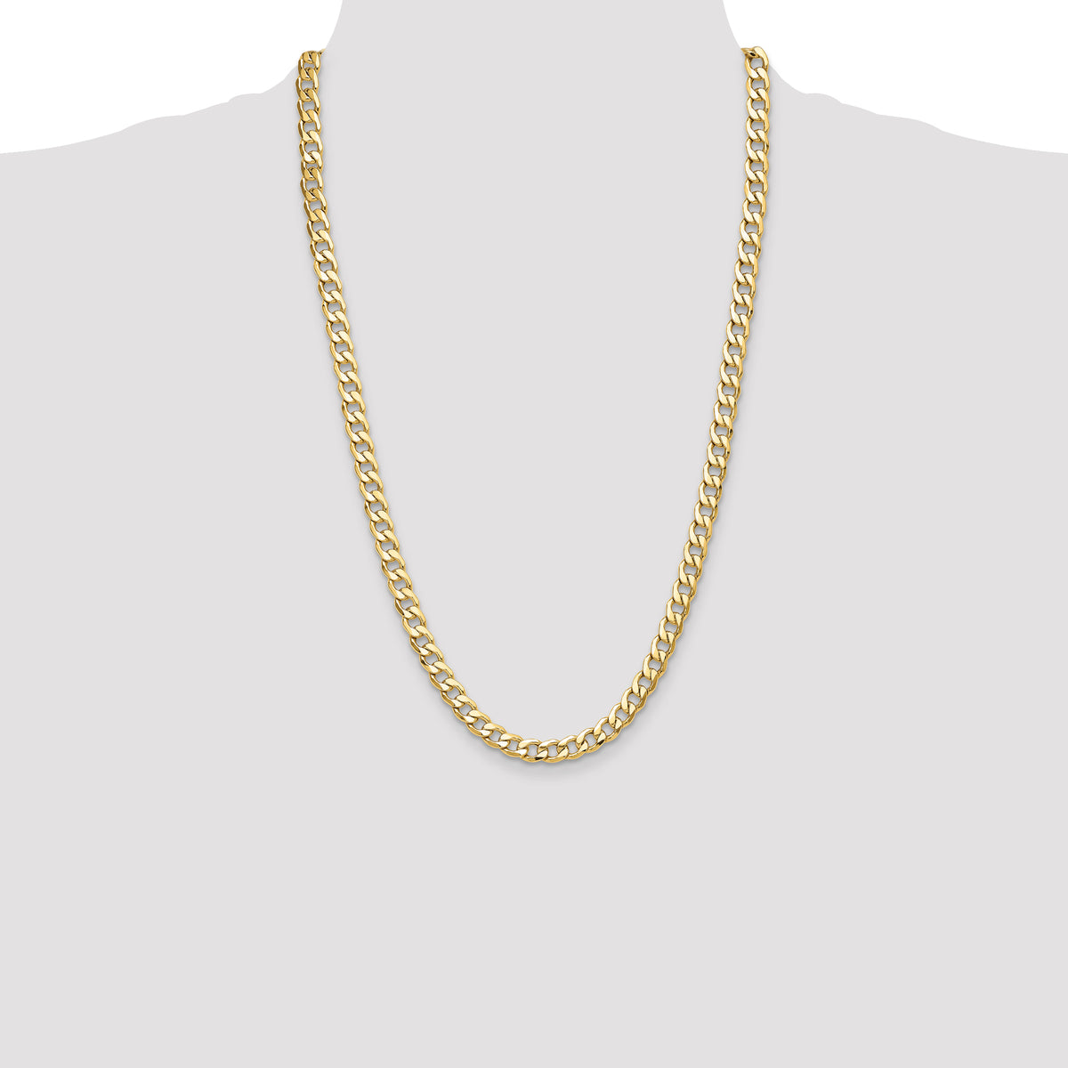 14k 7.5mm Semi-Solid Curb Chain