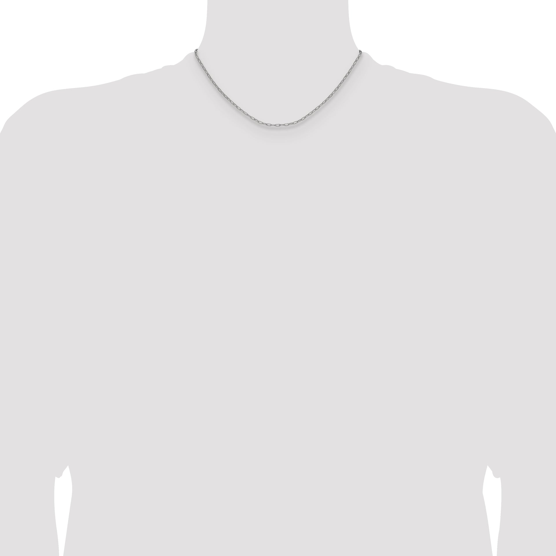 14k White Gold 2.2mm Semi-Solid Beveled Paperclip Chain