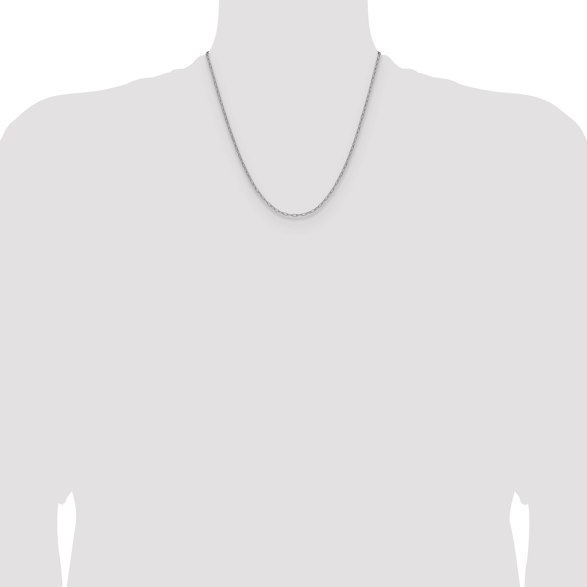 14k White Gold 2.2mm Semi-Solid Beveled Paperclip Chain