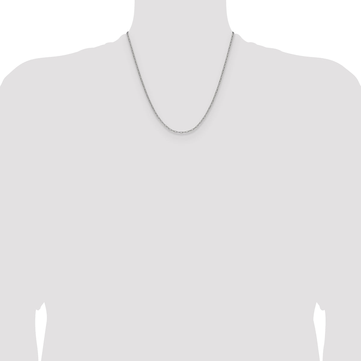 14k White Gold 2.2mm Semi-Solid Beveled Paperclip Chain