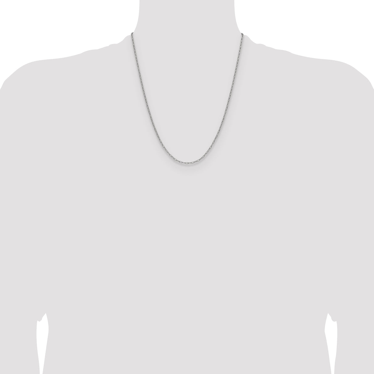 14k White Gold 2.2mm Semi-Solid Beveled Paperclip Chain