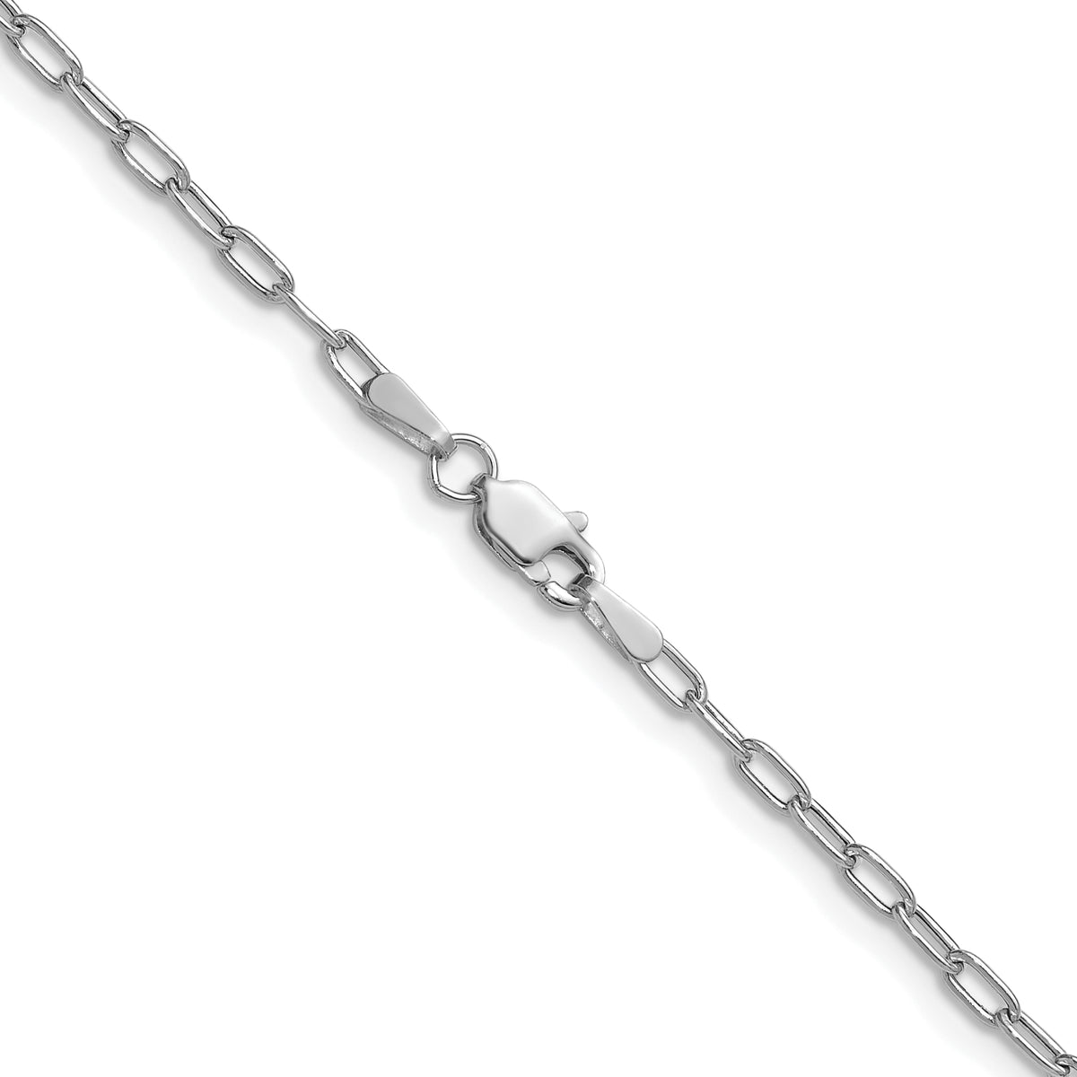 14k White Gold 2.2mm Semi-Solid Beveled Paperclip Chain