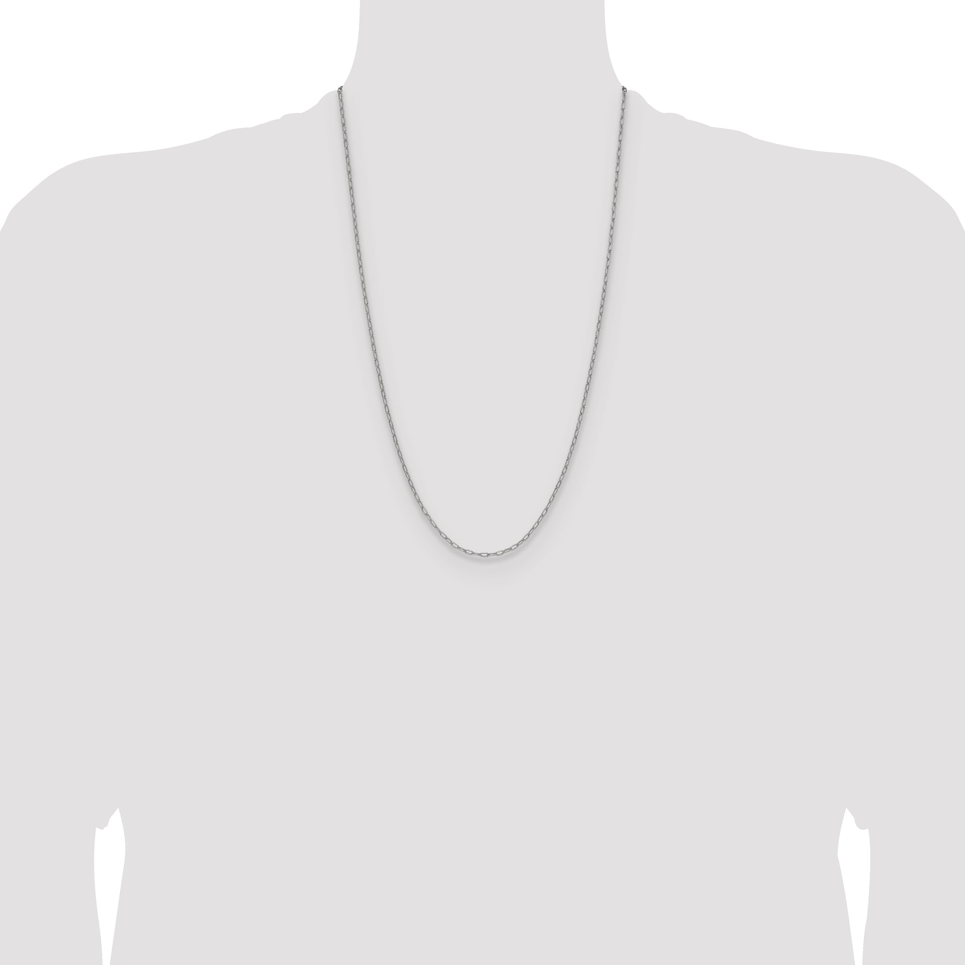 14k White Gold 2.2mm Semi-Solid Beveled Paperclip Chain