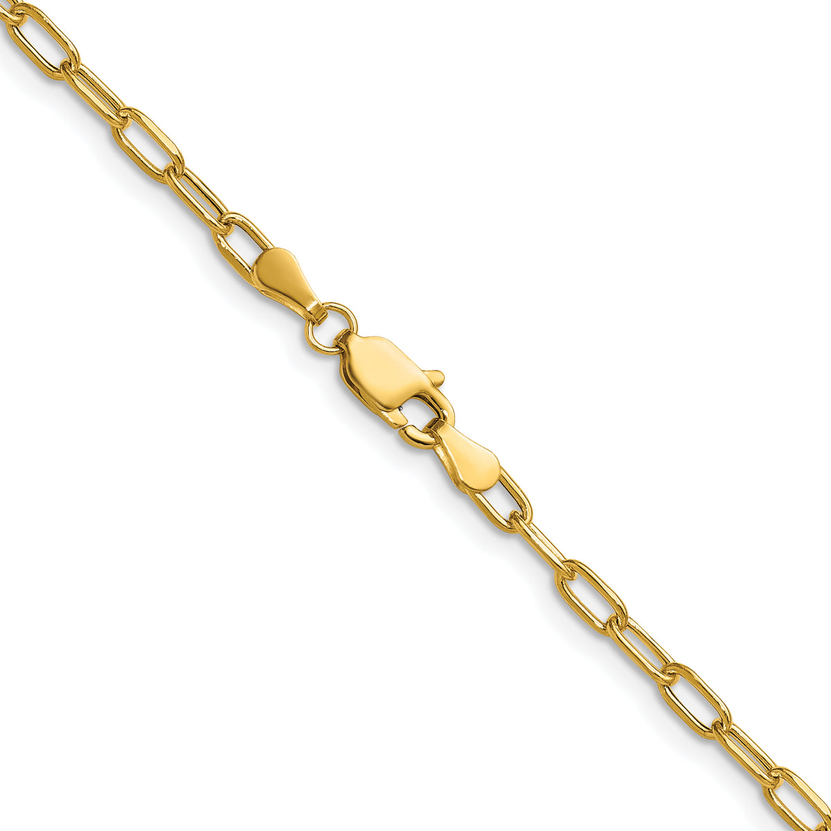 14k 3.0mm Semi-Solid Beveled Paperclip Chain
