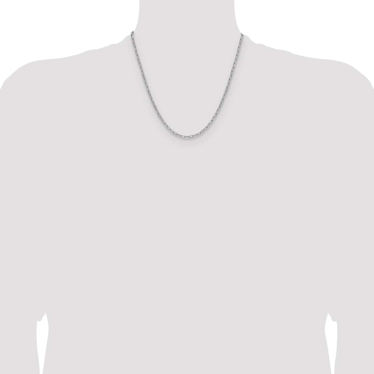14k White Gold 3.0mm Semi-Solid Beveled Paperclip Chain