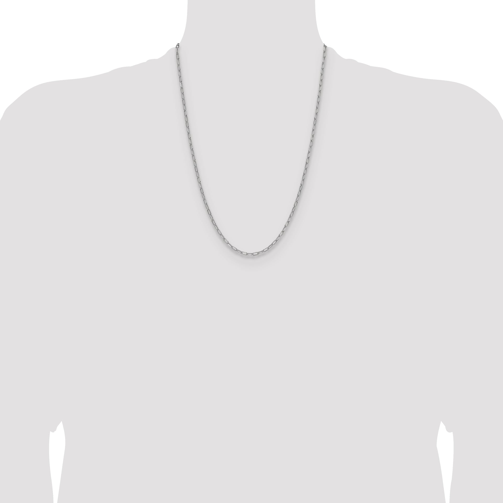 14k White Gold 3.0mm Semi-Solid Beveled Paperclip Chain