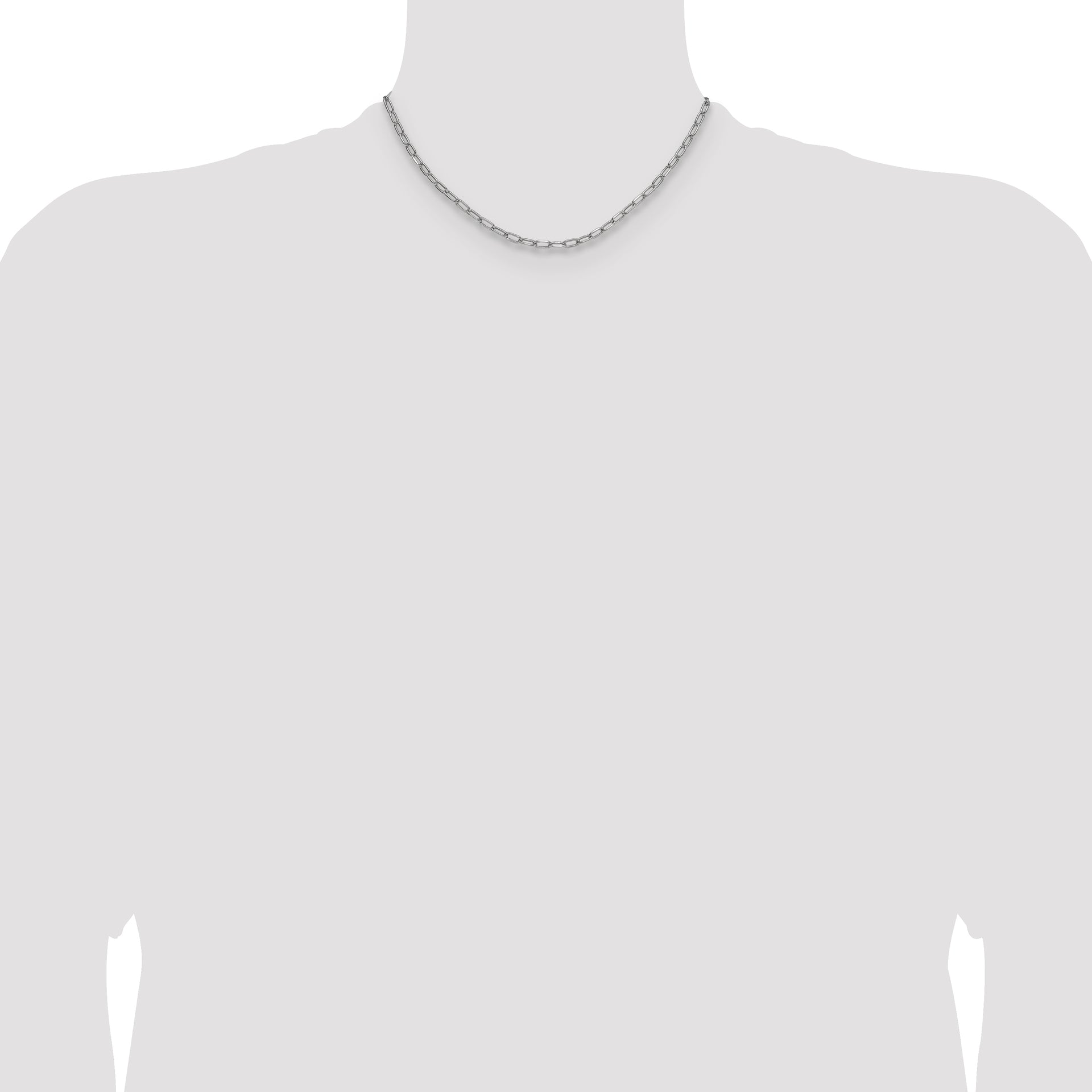 14k White Gold 3.7mm Semi-Solid Beveled Paperclip Chain