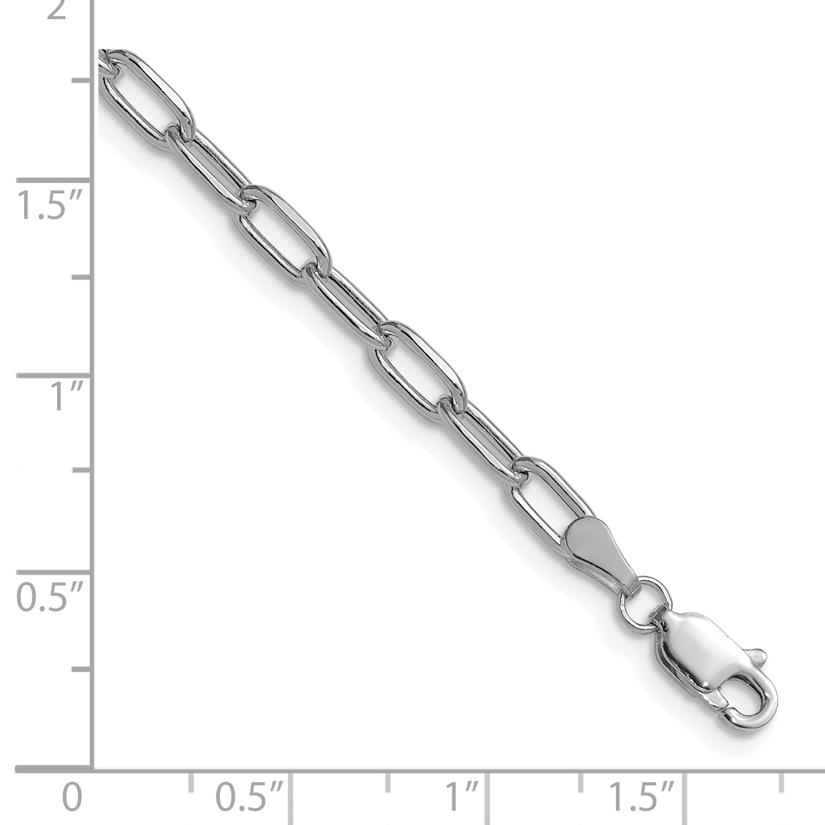 14k White Gold 3.7mm Semi-Solid Beveled Paperclip Chain