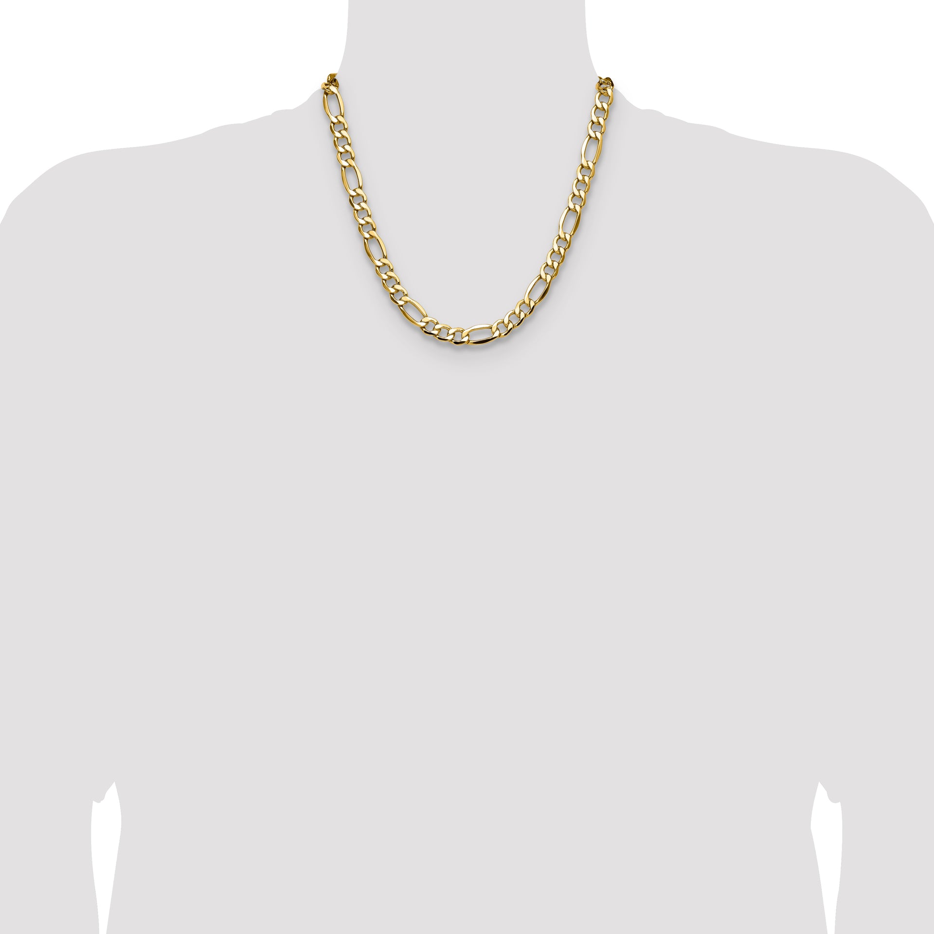 14k 9.4mm Semi-Solid Figaro Chain