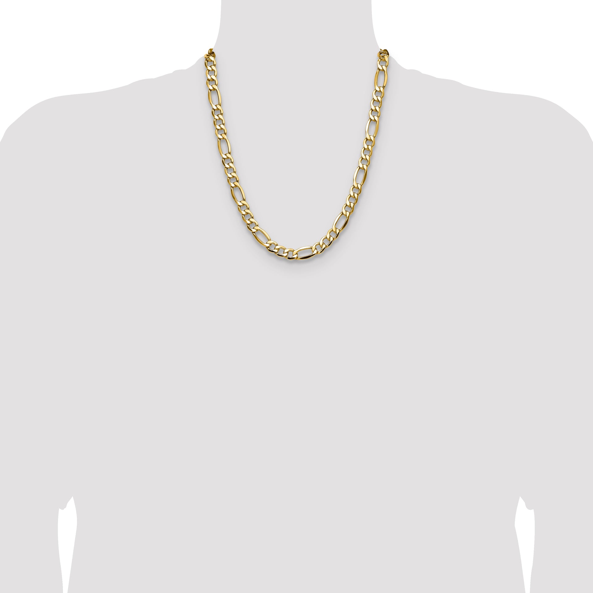 14k 9.4mm Semi-Solid Figaro Chain