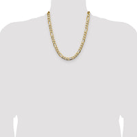 14k 9.4mm Semi-Solid Figaro Chain