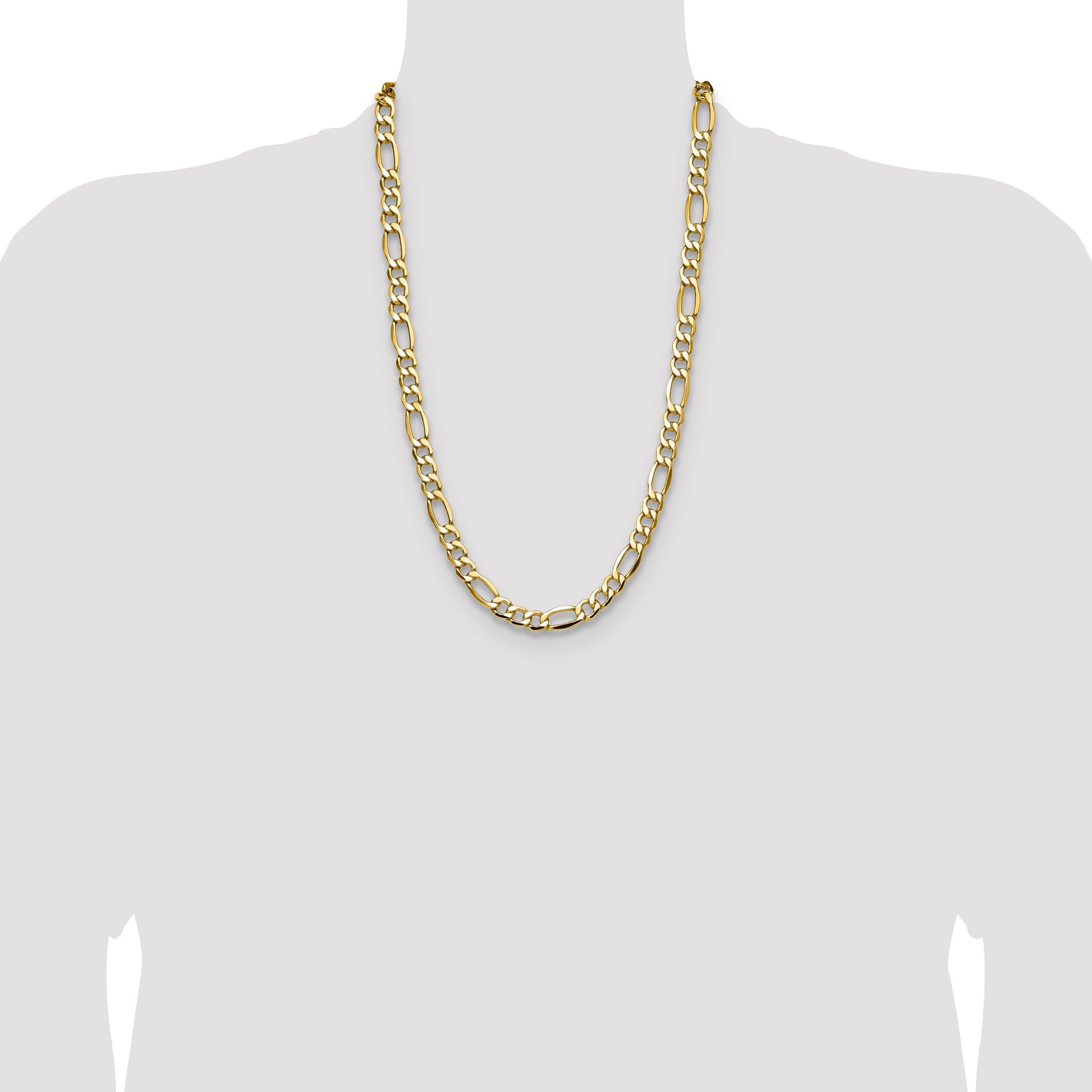 14k 9.4mm Semi-Solid Figaro Chain