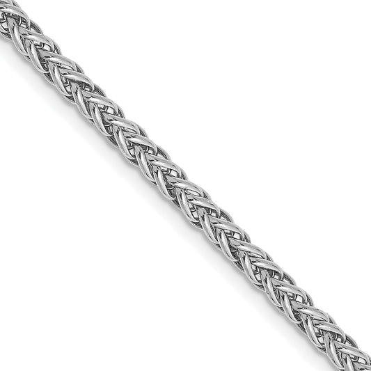 14k White Gold 2.6mm Semi-solid 3-Wire Wheat Chain