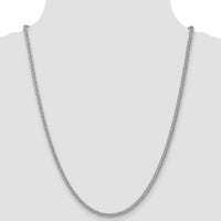 14k White Gold 2.6mm Semi-solid 3-Wire Wheat Chain