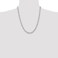 14k White Gold 4.4mm Semi-Solid Figaro Chain