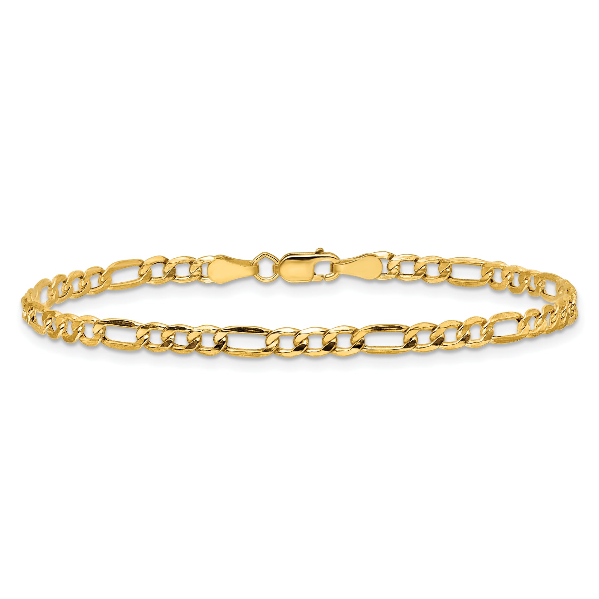 14k 3.5mm Semi-Solid Figaro Chain Anklet