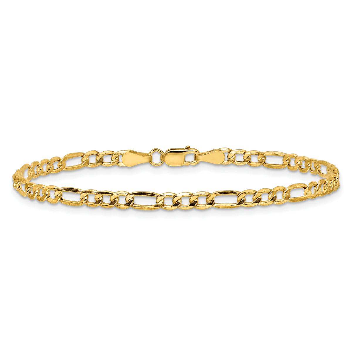 14k 3.5mm Semi-Solid Figaro Chain Anklet