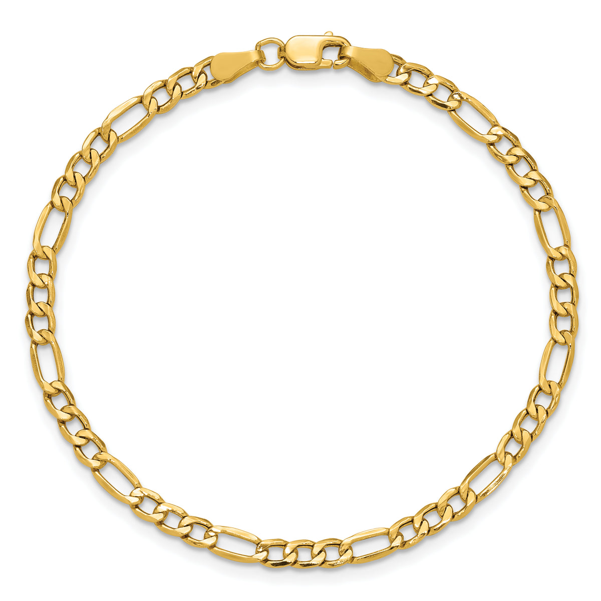 14k 3.5mm Semi-Solid Figaro Chain Anklet