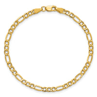 14k 3.5mm Semi-Solid Figaro Chain Anklet