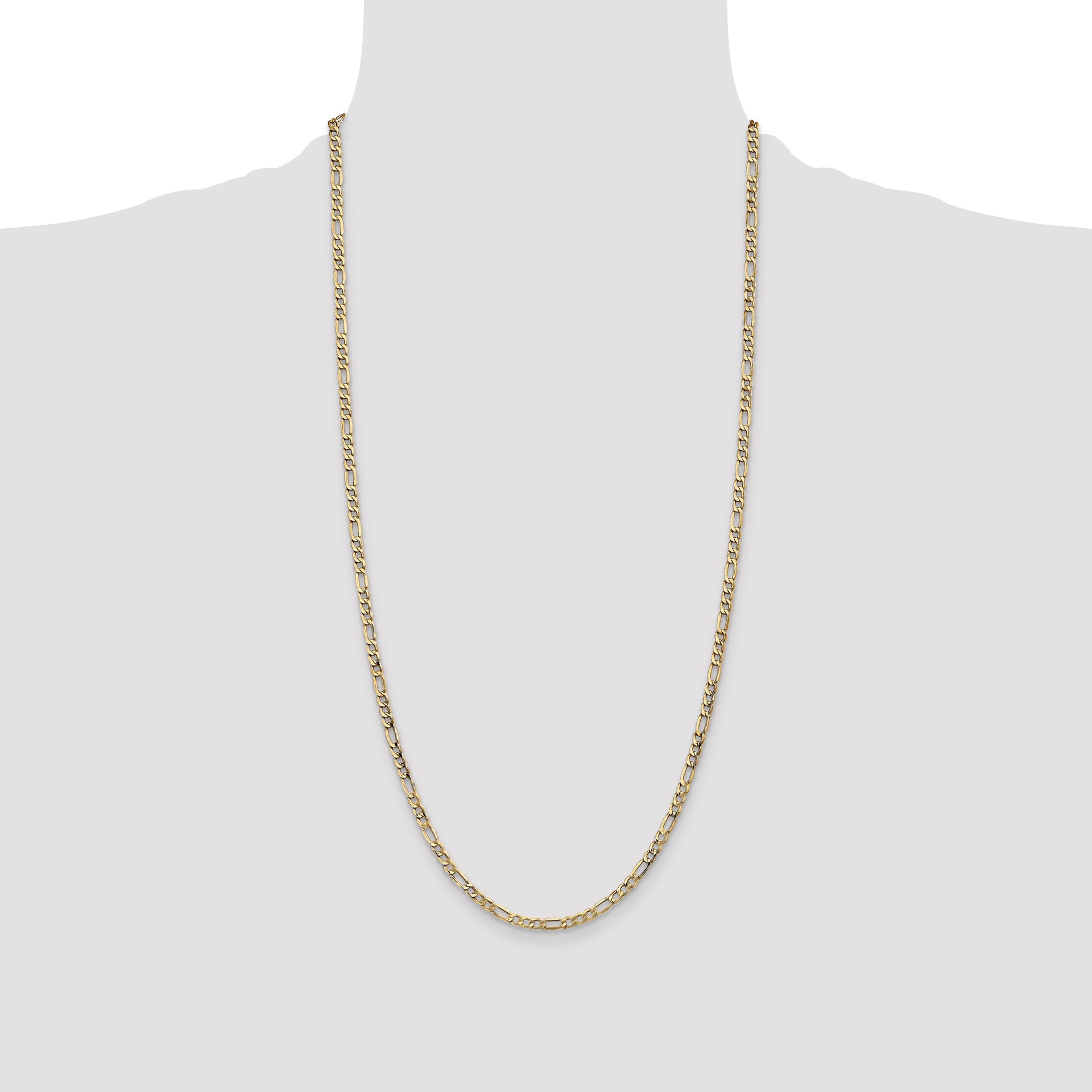14k 3.5mm Semi-Solid Figaro Chain