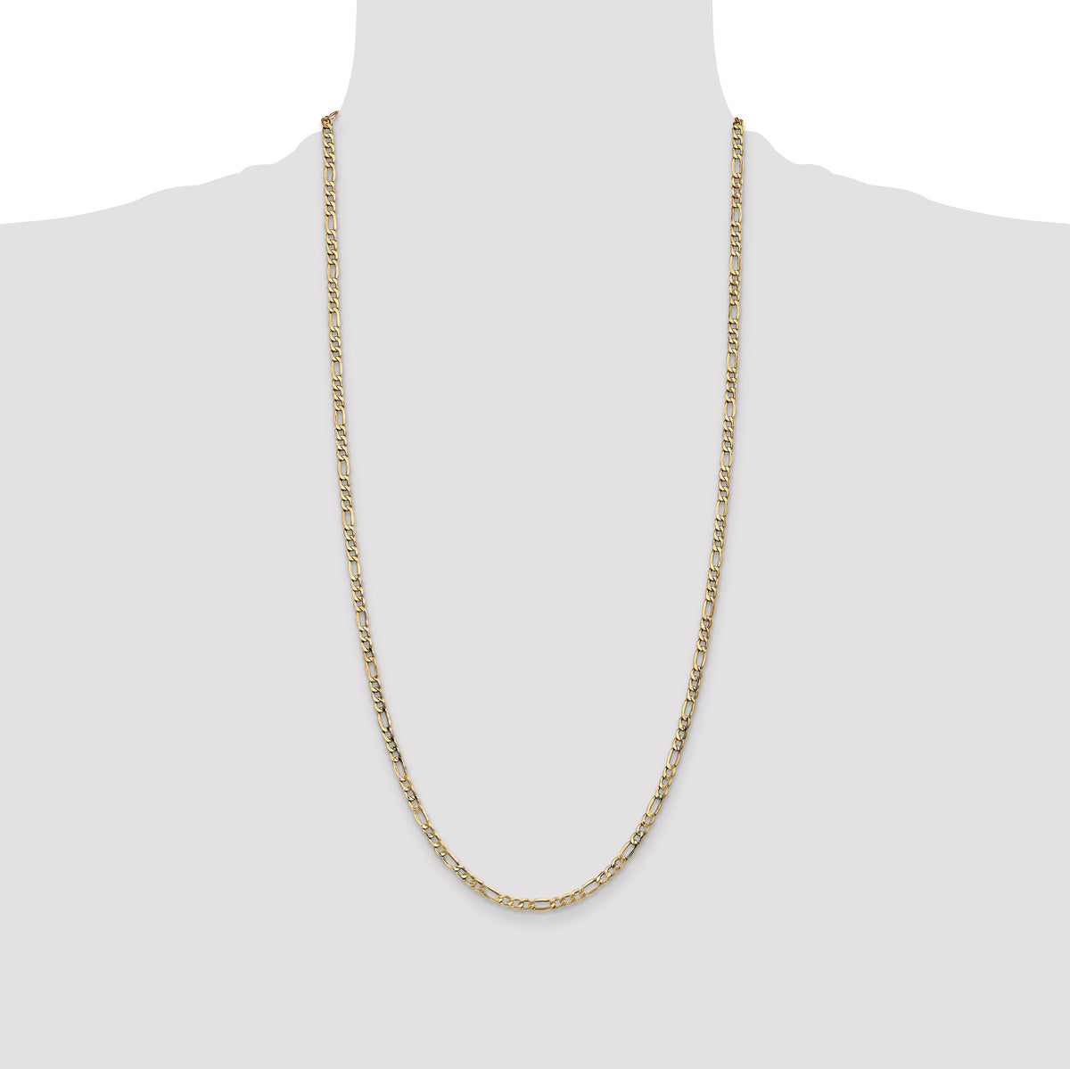 14k 3.5mm Semi-Solid Figaro Chain