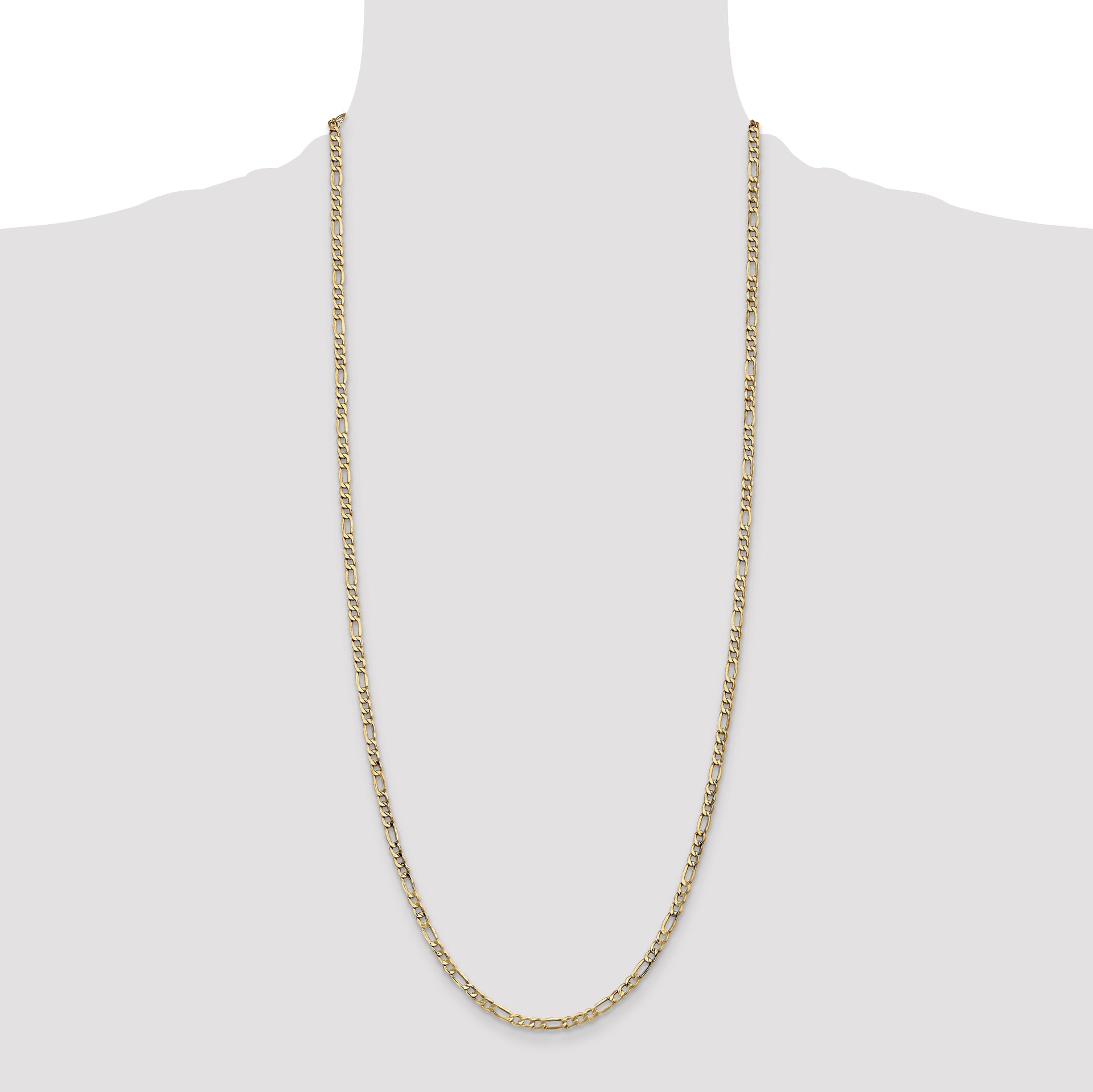 14k 3.5mm Semi-Solid Figaro Chain