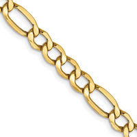 14k 5.75mm Semi-Solid Figaro Chain