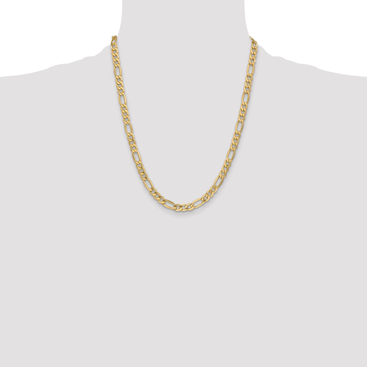 14k 6.25mm Semi-Solid Figaro Chain
