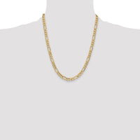 14k 6.25mm Semi-Solid Figaro Chain