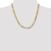 14k 7.3mm Semi-Solid Figaro Chain