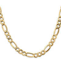 14k 7.3mm Semi-Solid Figaro Chain
