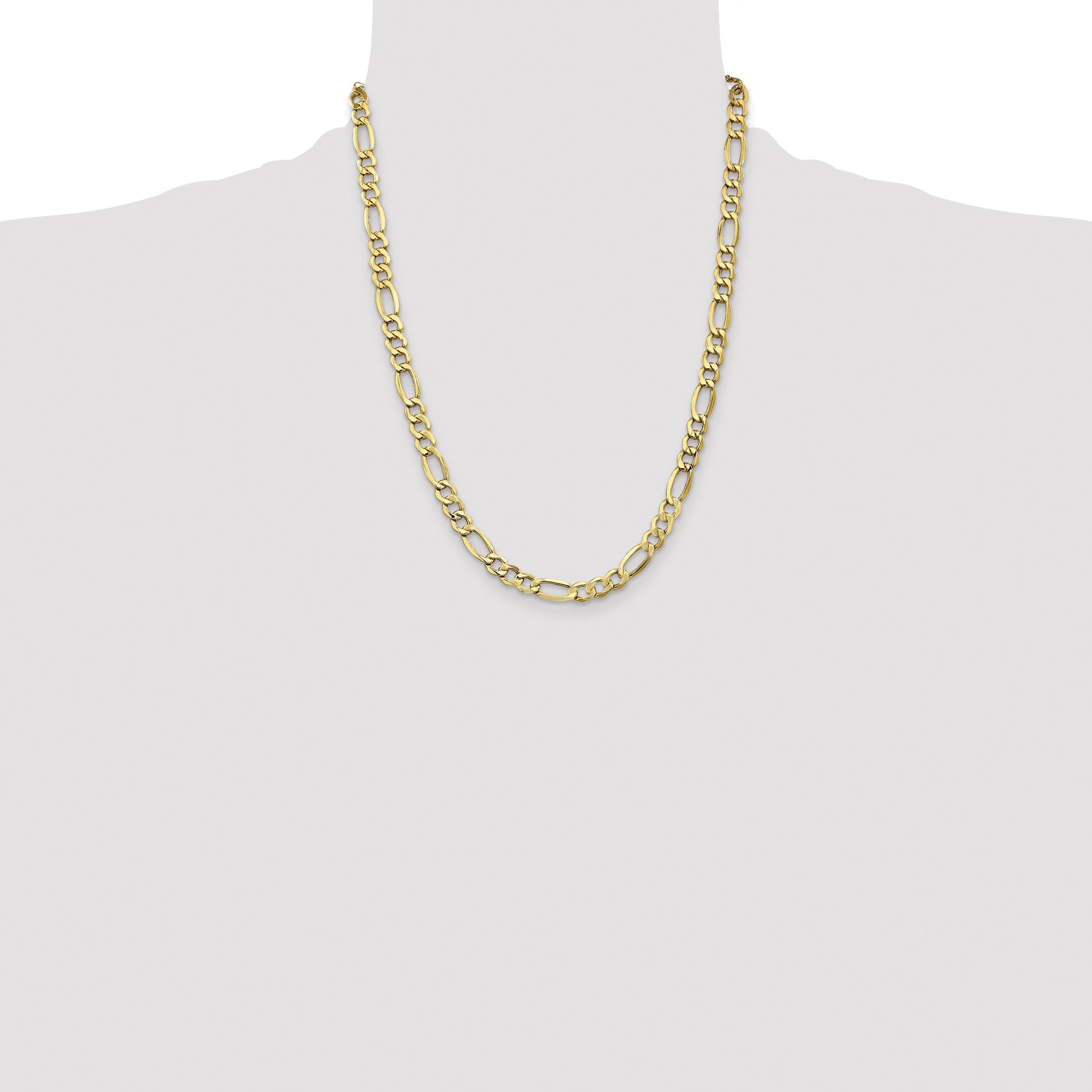 14k 7.3mm Semi-Solid Figaro Chain