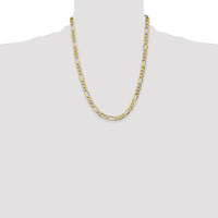 14k 7.3mm Semi-Solid Figaro Chain