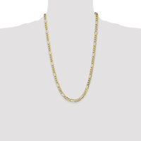 14k 7.3mm Semi-Solid Figaro Chain