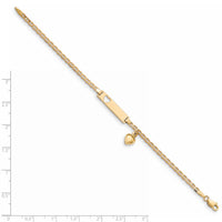 14k Cut-out Heart w/Dangling Heart Childrens Anchor Link ID Bracelet