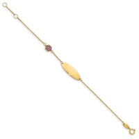 14K Childrens Enamel Flower w/.5in ext. ID Bracelet