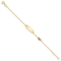 14K Childrens Enamel Butterfly w/.5in ext. ID Bracelet