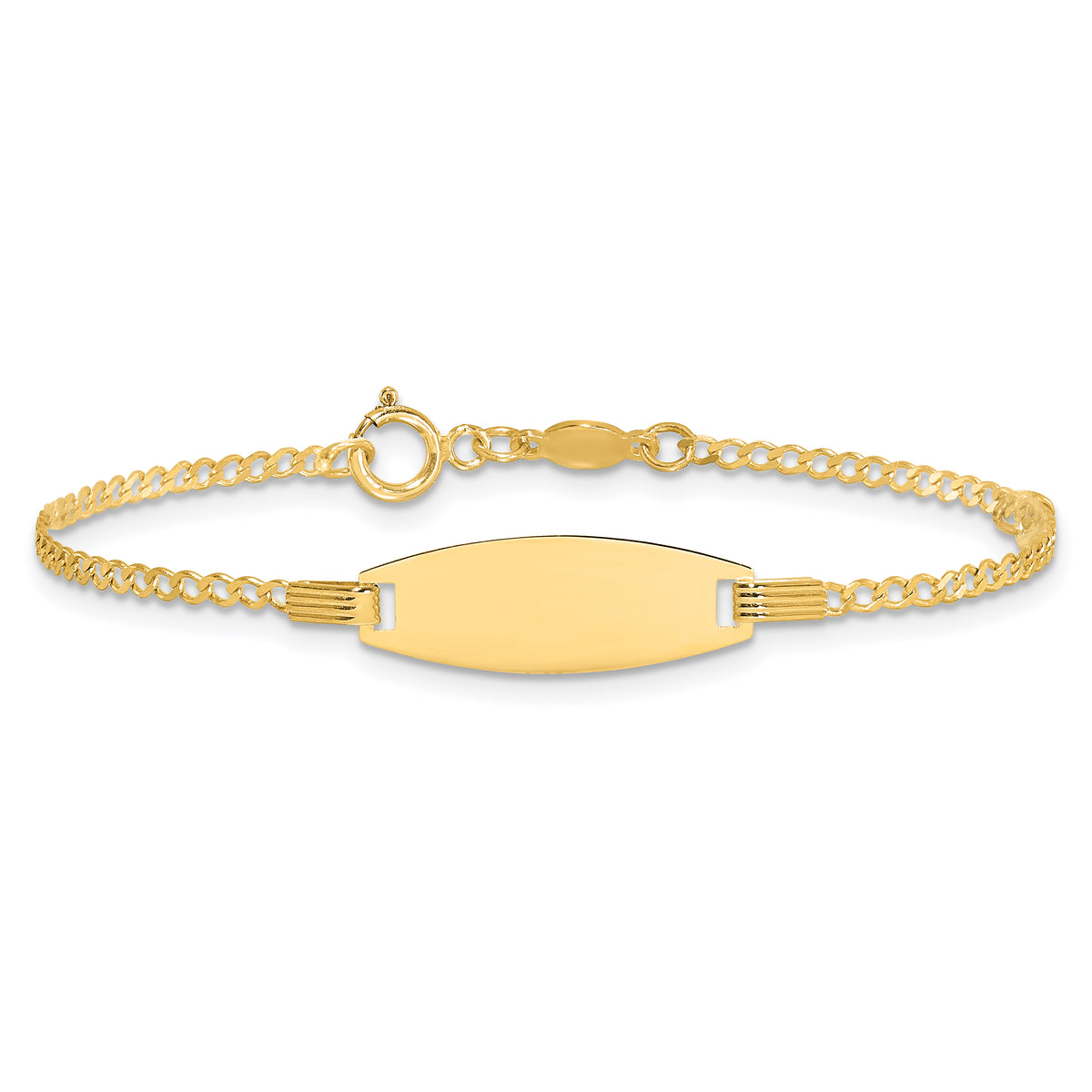 14k Polished Kids ID with Pink Enameled Puff Heart 5.5in Bracelet