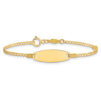 14k Polished Kids ID with Pink Enameled Puff Heart 5.5in Bracelet