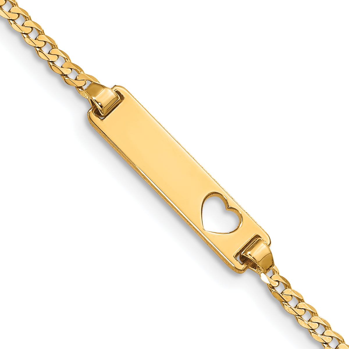14k Cut-out Heart Curb Link ID Bracelet