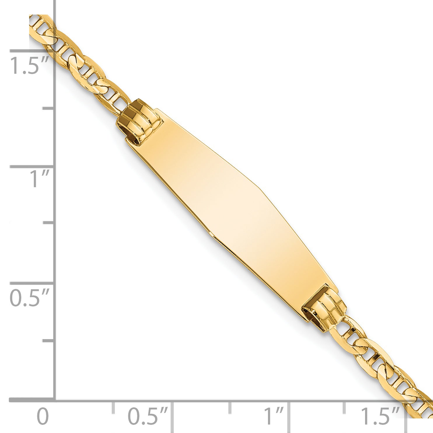 14k Childrens Soft Diamond Shape Anchor Link ID Bracelet