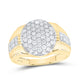 10k Yellow Gold Round Diamond Oval Cluster Ring 1 Cttw