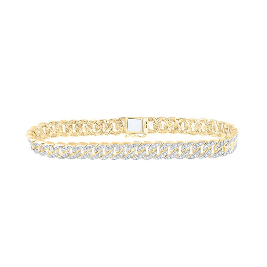 10k Yellow Gold Round Diamond Cuban Link Bracelet 1-3/4 Cttw