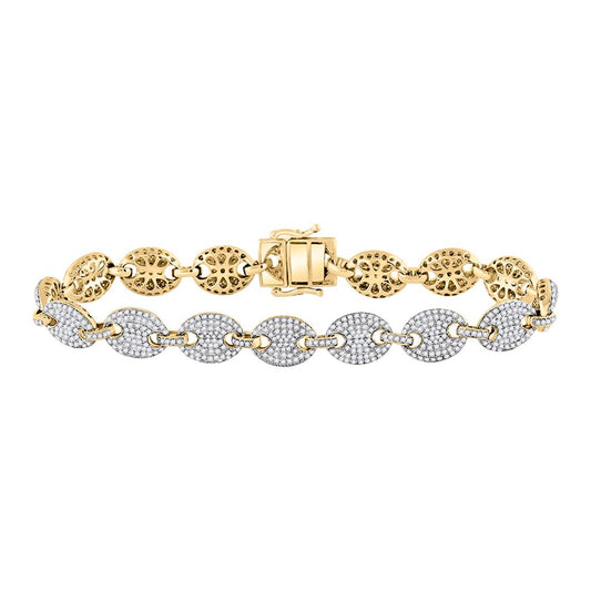 10k Yellow Gold Round Diamond Mariner Link Bracelet 5 Cttw