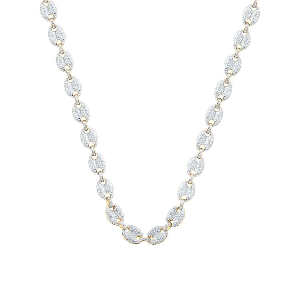 10k Yellow Gold Round Diamond Link Chain Necklace 14-1/5 Cttw